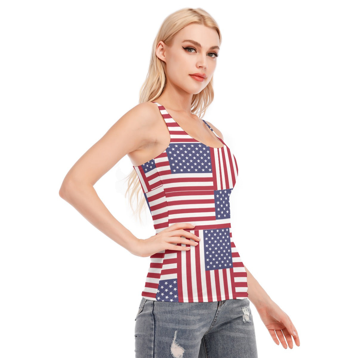 - 4th of July Patriotic Women's Racer Vest | 100% Cotton - womens tank top at TFC&H Co.