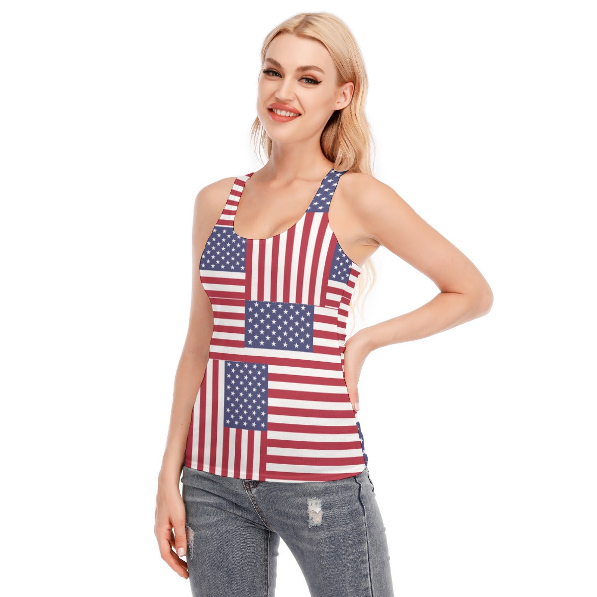 - 4th of July Patriotic Women's Racer Vest | 100% Cotton - womens tank top at TFC&H Co.