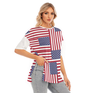 - 4th of July Patriotic Women's Short Sleeves T-shirt With Hem Split - womens t-shirt at TFC&H Co.