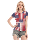 Red-White-Blue - 4th of July Patriotic Blue Women's Short Sleeve Mesh T-shirt - womens t-shirt at TFC&H Co.