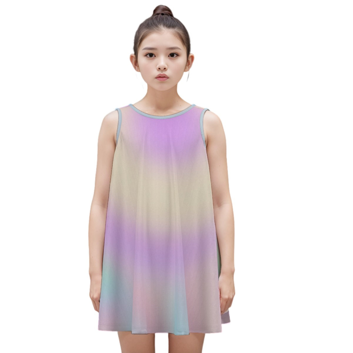 Cotton Candy Prism Kid's Sleeveless Dress | 100% Cotton