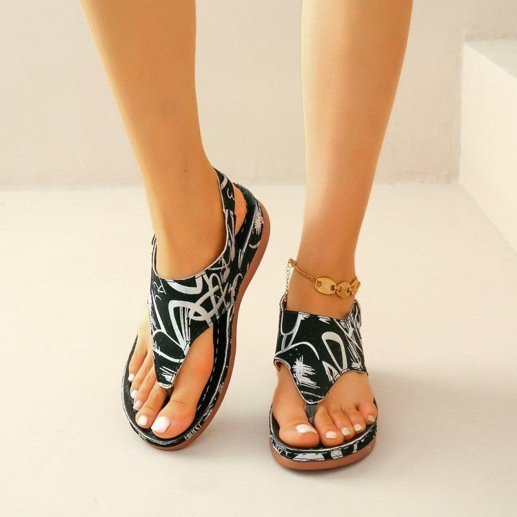 - Herringbone Sandals Ethnic Style Back Buckle Wedge - womens sandals at TFC&H Co.