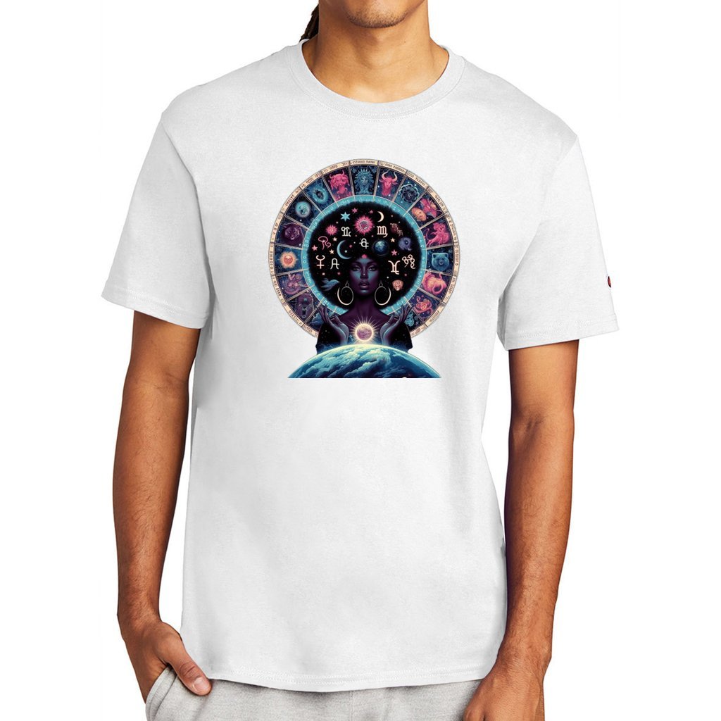 White - Celestial Zodiac 2 Unisex Champion T-shirt - Unisex T-Shirt at TFC&H Co.