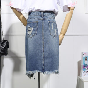 - Women's Asym Denim skirt - womens skirt at TFC&H Co.