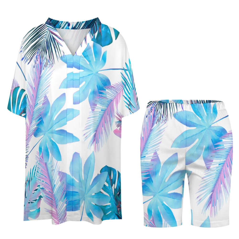 S White1 - Resort Wear|Paradise V-neck Bat Sleeve Two Piece Shorts Outfit Set - women's short set at TFC&H Co.