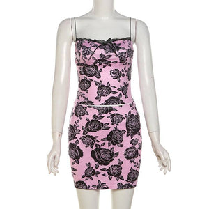 - Summer Flower Print Women 2 Piece Outfit Set - womens skirt set at TFC&H Co.