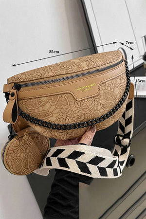 - Camel Colorblock Strap Chain Shoulder Bag With Coin Purse - handbag at TFC&H Co.