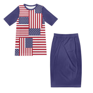 - 4th of July Girls T-shirt Outfit Set -Blue - girls skirt set at TFC&H Co.