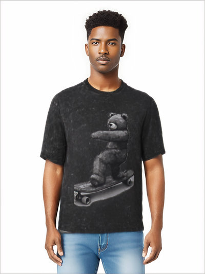 Snow Wash - Teddy Ride Shred 260GSM Unisex Snow Wash T-shirt - unisex t-shirt at TFC&H Co.