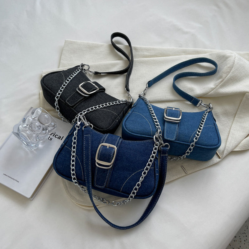 Denim Chain Women's Shoulder Bag - handbags at TFC&H Co.