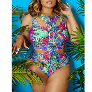 Green floral - Voluptuous (+) Ethnic Print Plus Size Swimsuit for Women - womens swimsuit at TFC&H Co.