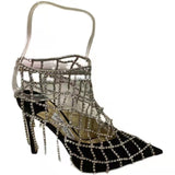 BLACK - Women's Rhinestone Mesh Pointed Toe High Heels - womens shoe at TFC&H Co.