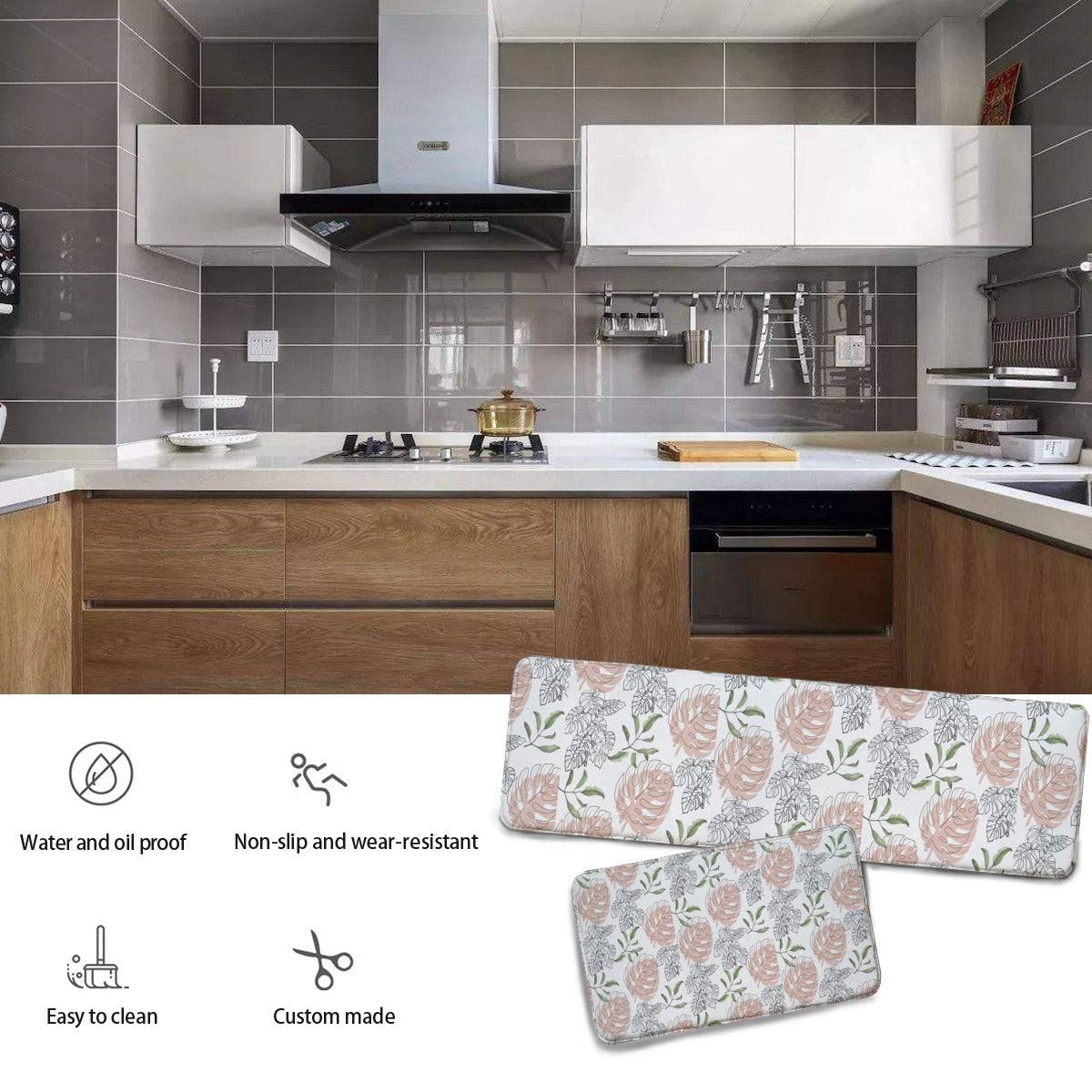 - White Floral L Kitchen Rugs - kitchen rugs at TFC&H Co.