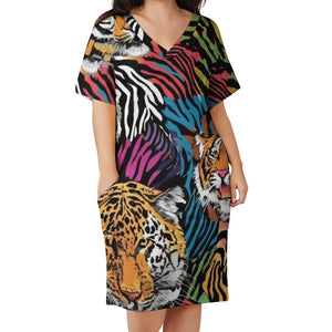 - Animal Wild Face Loose Pocket Dress - womens dress at TFC&H Co.