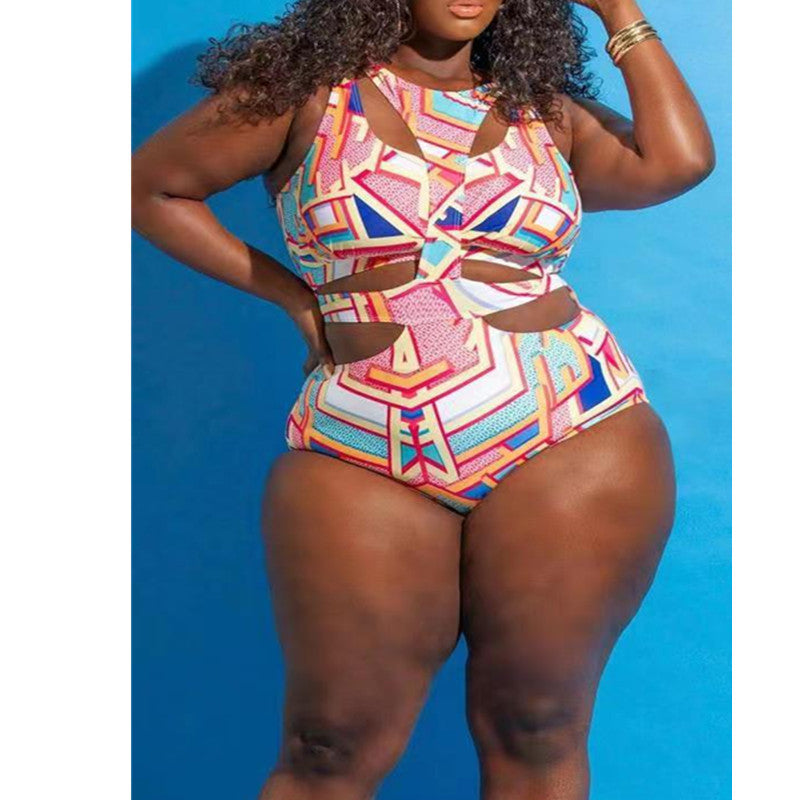 Pink - Voluptuous (+) Ethnic Print Plus Size Swimsuit for Women - womens swimsuit at TFC&H Co.