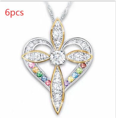 Love heart shaped cross 6PCS - Fashion Love Heart Shaped Cross Pendant - necklace at TFC&H Co.