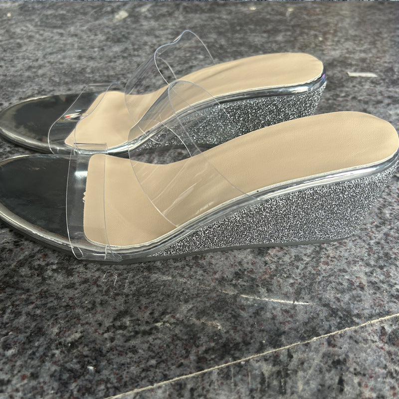 Silver - Summer Transparent Wedges Sandals For Women - womens sandals at TFC&H Co.