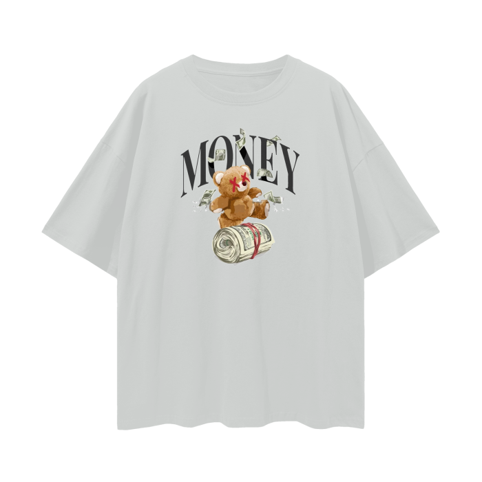 LIGHT GRAY - Money Streetwear Unisex 100% Cotton Loose Basic Tee - Ships from The USA - Unisex T-Shirt at TFC&H Co.