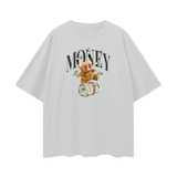 LIGHT GRAY Money Streetwear Unisex 100% Cotton Loose Basic Tee - Ships from The USA - Unisex T-Shirt at TFC&H Co.