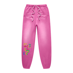 Rose Pink - Face It (Rose&Camel)Streetwear Unisex Monkey Washed Dyed Fleece Joggers - 2 colors - womens joggers at TFC&H Co.