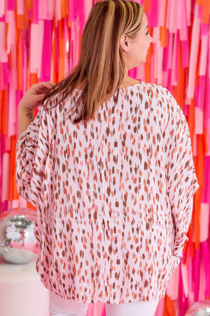 - Pink Printed 3/4 Dolman Sleeve Voluptuous (+) Plus Size Blouse - womens blouse at TFC&H Co.