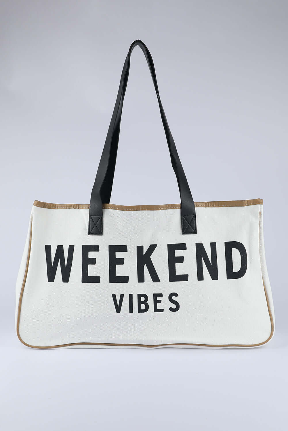 - White WEEKEND VIBES Canvas Tote Beach Bag - tote bag at TFC&H Co.