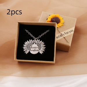 White with box 2necklaces & box - You Are My Sunshine Sunflower Necklace - necklace at TFC&H Co.
