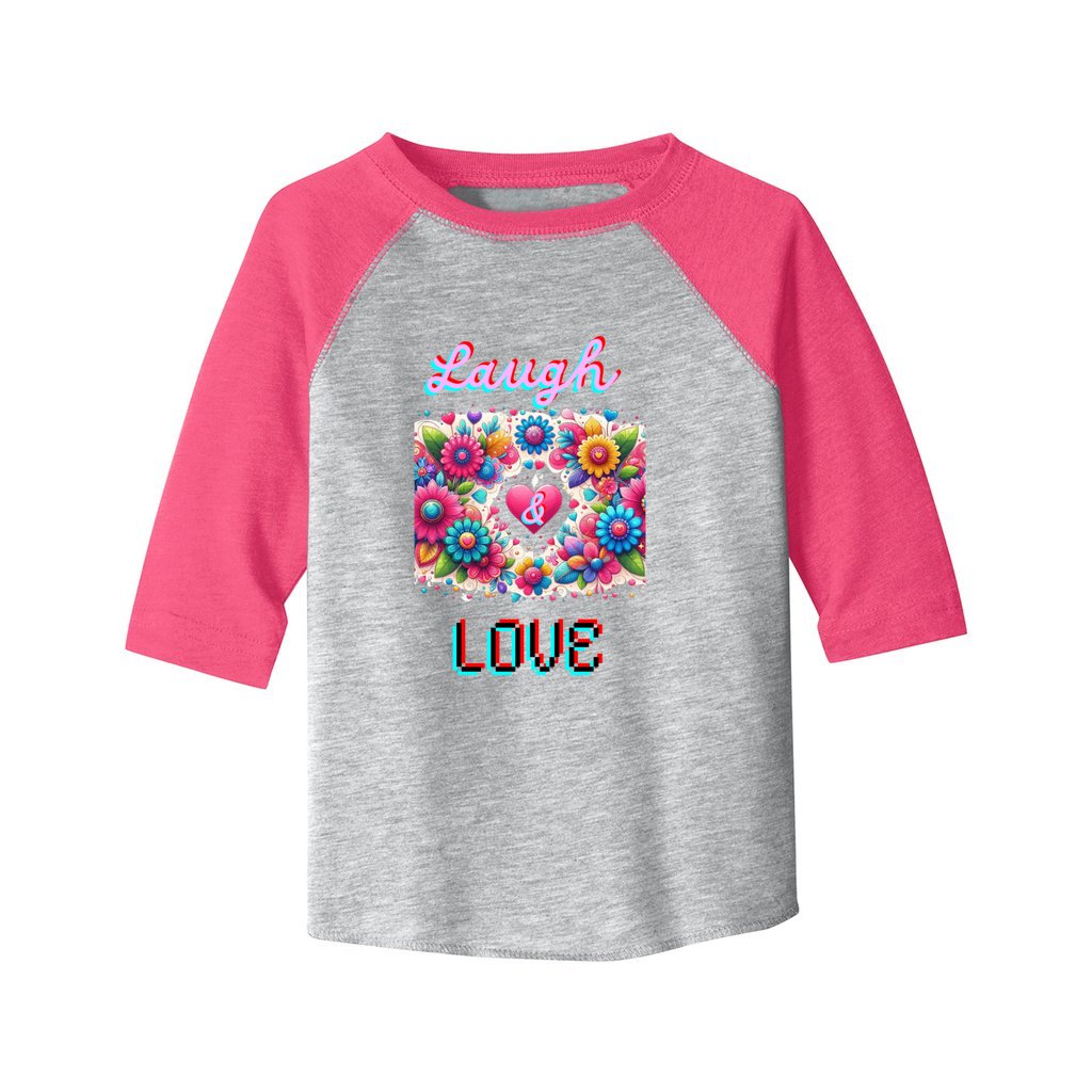 - Laugh Love Toddler Girl's Baseball Jersey 3/4 Sleeve Tee - girls t-shirt at TFC&H Co.