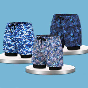 - Loose Swimming Trunks Summer Printed Double Layer Beach Shorts for Men - mens swim shorts at TFC&H Co.