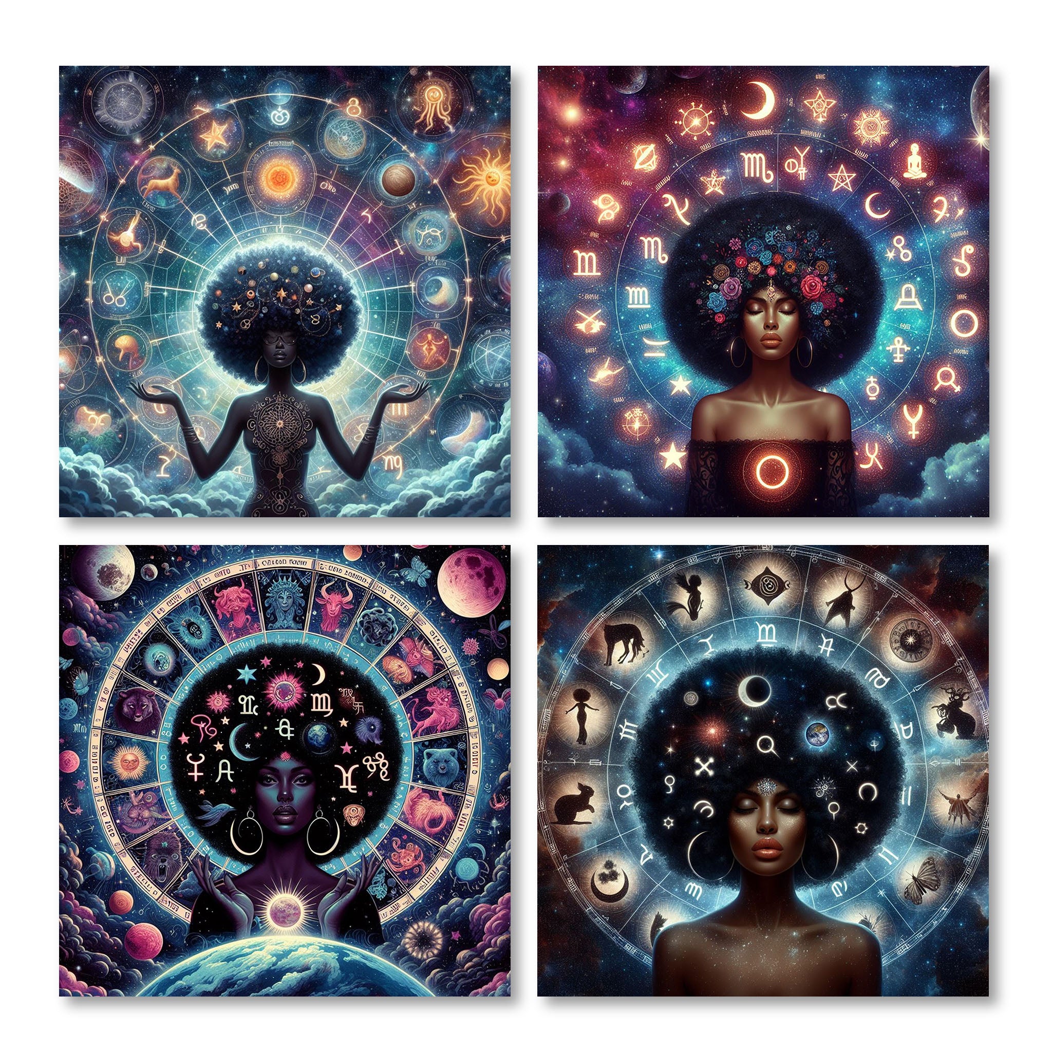 Celestial Zodiac Photo Tile (4-Design Pack)