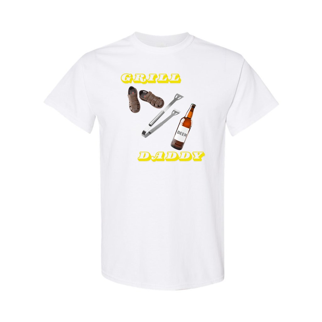 White - Grill Daddy 2 Men's Heavy Cotton T-Shirt|Great Father's Day Gift - mens t-shirt at TFC&H Co.