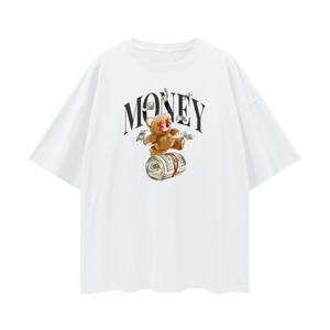 LUCENT WHITE Money Streetwear Unisex 100% Cotton Loose Basic Tee - Ships from The USA - Unisex T-Shirt at TFC&H Co.