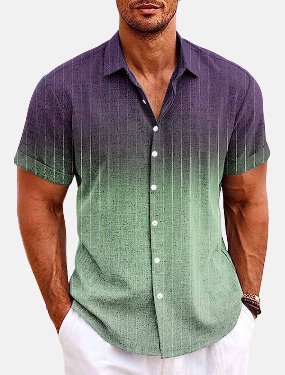 0801PY2 - Bamboo Linen Men's Lapel Button-Up Shirt - mens button up shirt at TFC&H Co.