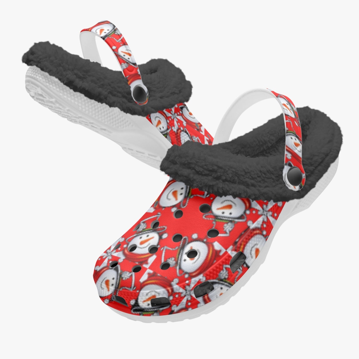 Snow Man's Delight Fuzzy Lined Christmas Clogs - 2 colors - women's clogs at TFC&H Co.