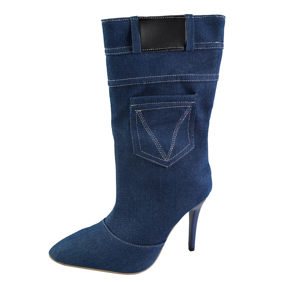 Blue - Pocket Design Fashion Women's Denim Stiletto Boots - 2 colors - womens boot at TFC&H Co.