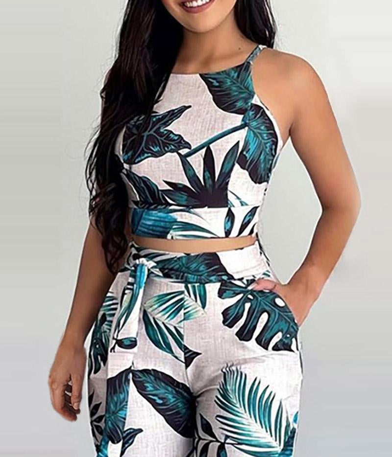 Urban Casual Printed Women's Pants Outfit Set