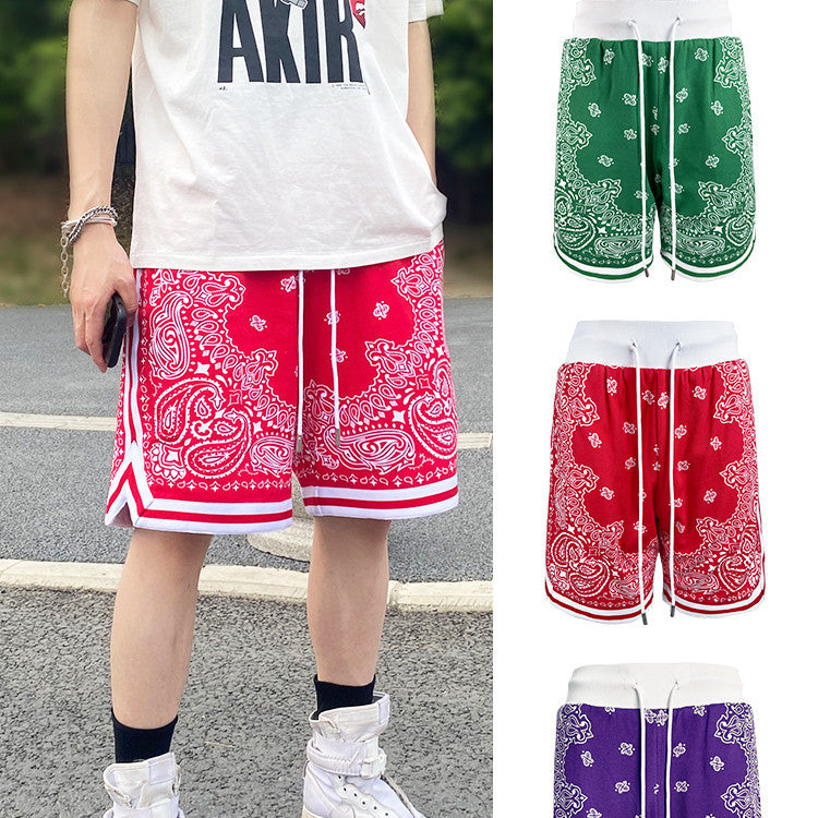 - Cashew Flower Paisley Casual Loose Sports Basketball Shorts For Men - mens shorts at TFC&H Co.