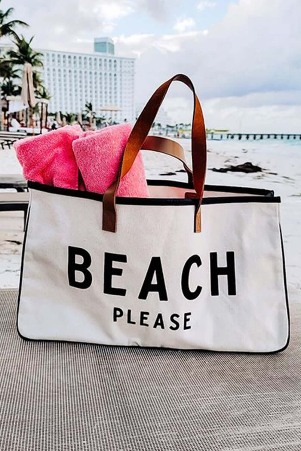 - BEACH PLEASE Print Large Tote Beach Bag - beach bag at TFC&H Co.