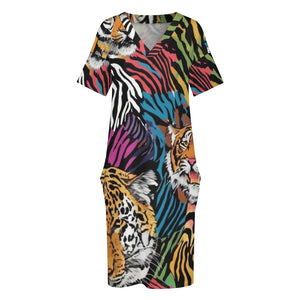 - Animal Wild Face Loose Pocket Dress - womens dress at TFC&H Co.