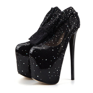 - 7in Super High Stiletto Fishnet Heels - womens shoe at TFC&H Co.