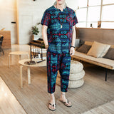 Retro orchid - Ethnic Style Short Sleeve Pants Outfit Set for Men - mens pants set at TFC&H Co.
