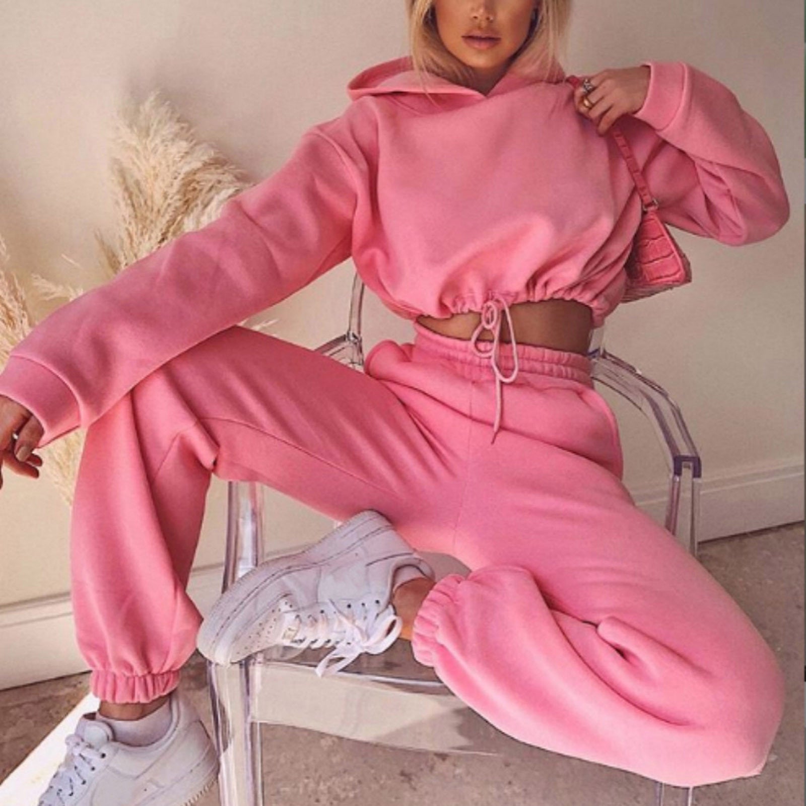 Pink - Comfy Jogging Suits For Women - womens sweatsuit at TFC&H Co.