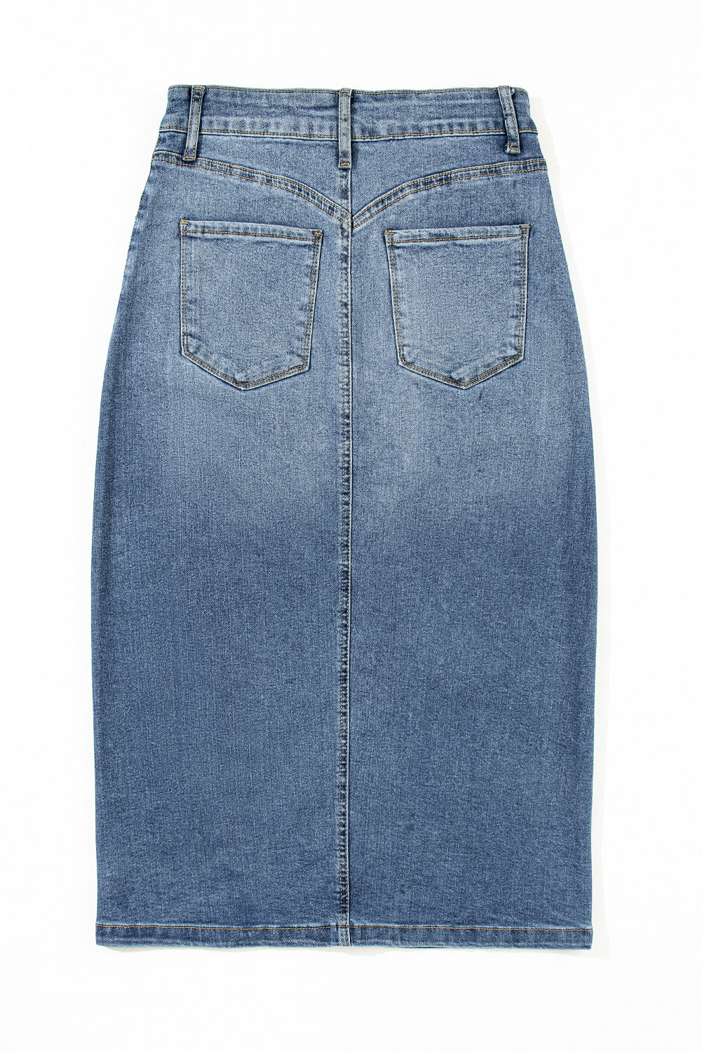 - Sky Blue 4 Patch Pockets Front Slit Denim Skirt - womens skirts at TFC&H Co.