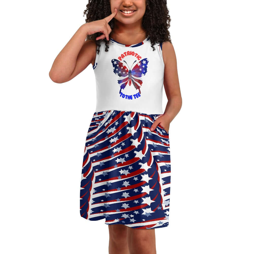 - 4th of July Patriotic Girls' Dress with Pockets - girls dress at TFC&H Co.