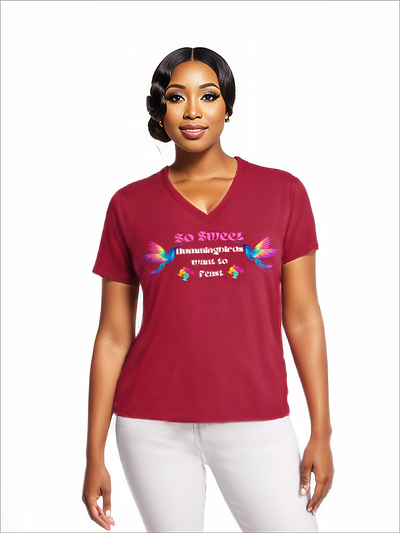 WOMENS V-NECK RED SM - So Sweet Women's V-Neck Tee - Ships from The USA - womens t-shirt at TFC&H Co.