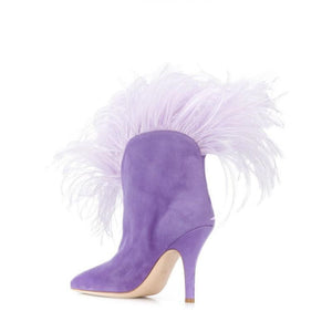PURPLE - Women's Pointed Toe Stiletto Boa Booties - womens shoe at TFC&H Co.