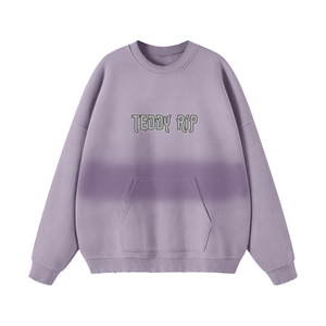 Dark Purple Teddy Rip Word Streetwear Unisex Colored Gradient Washed Effect Pullover - unisex sweaters at TFC&H Co.