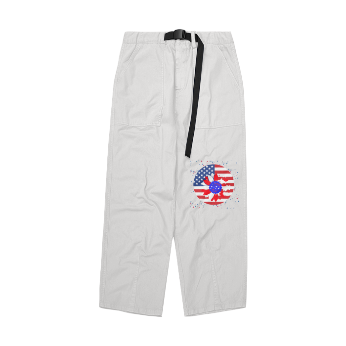WHITE Petal Flag Women's Solid Color Wide-Legged Streetwear Pants - women's pants at TFC&H Co.