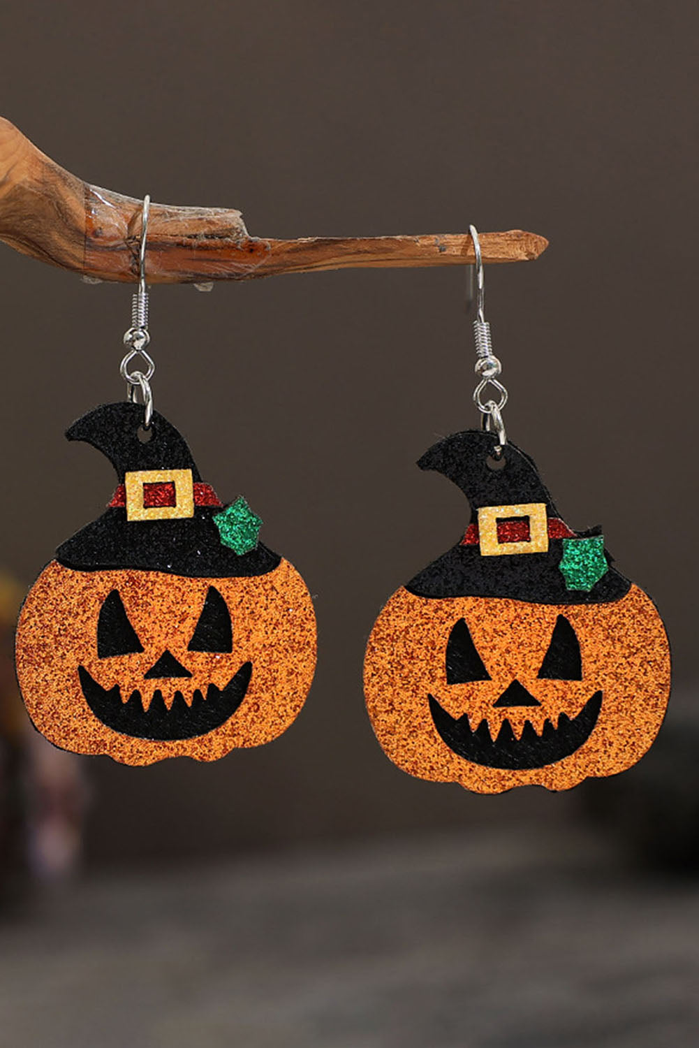 Gold Flame pumpkin ONE SIZE 100%Wood - Multicolour Halloween Animal Print Pumpkin Witch Shape Drop Earrings - various styles - earrings at TFC&H Co.