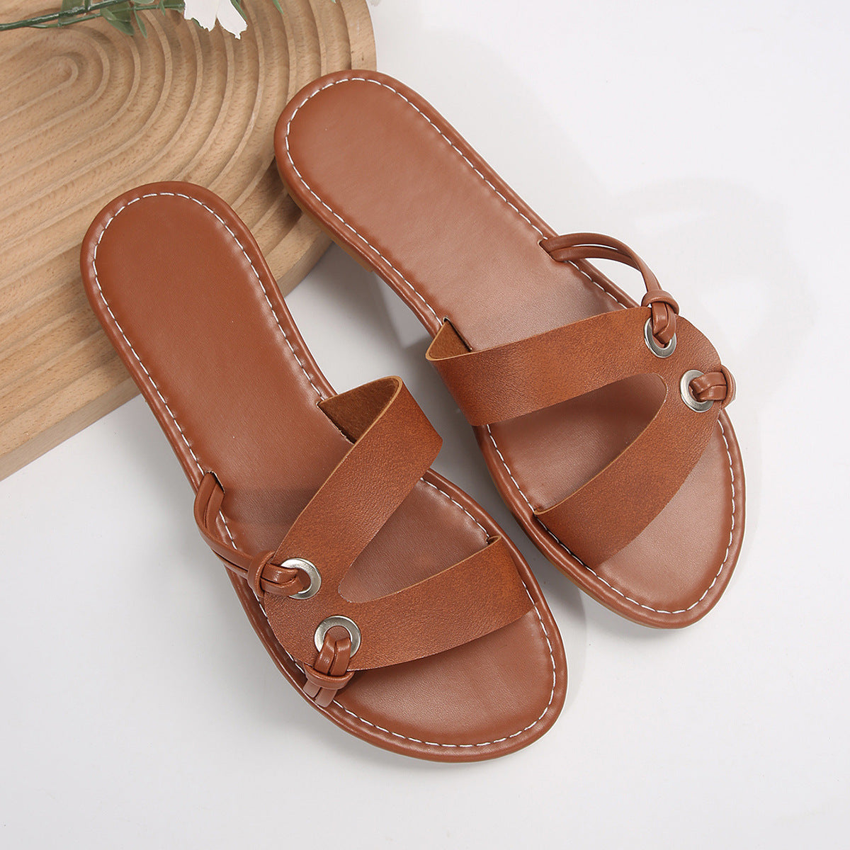 - Round Toe Flat Sandals For Women - womens sandals at TFC&H Co.